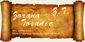 Zorana Tošanić vizit kartica